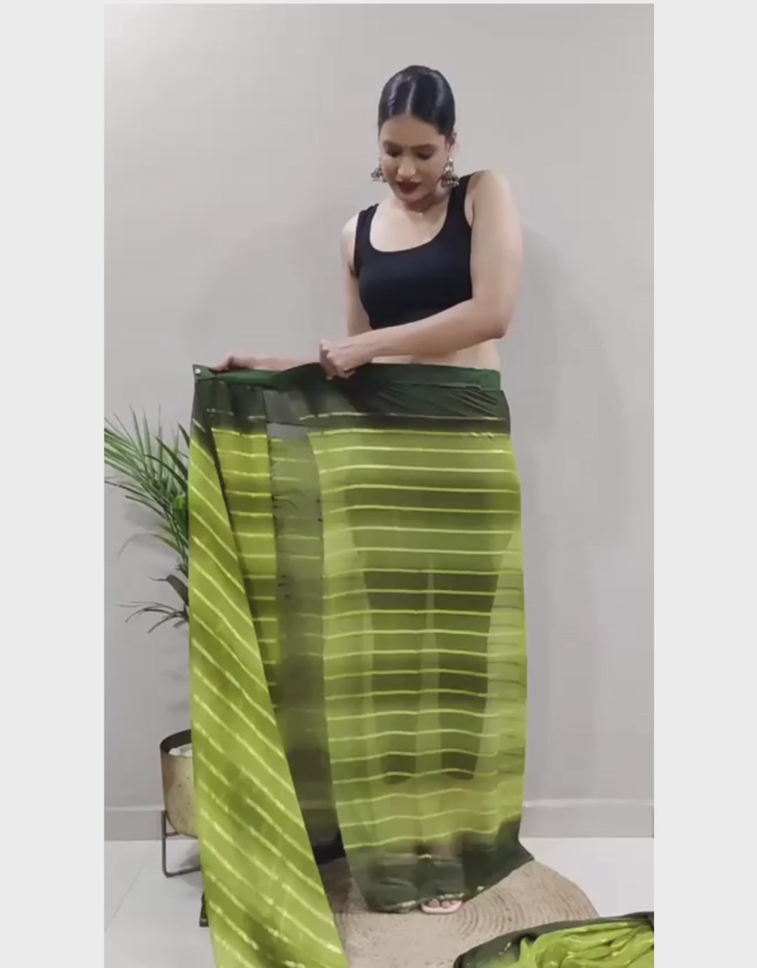 Minakshi Green Ready To Wear Saree