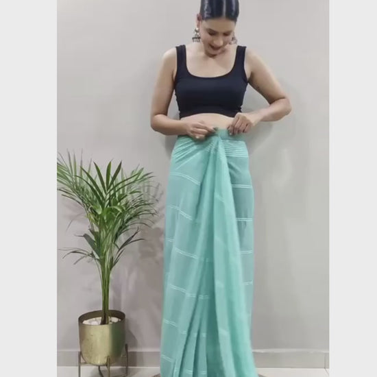 Yamini Blue Hosta Ready To Wear Saree