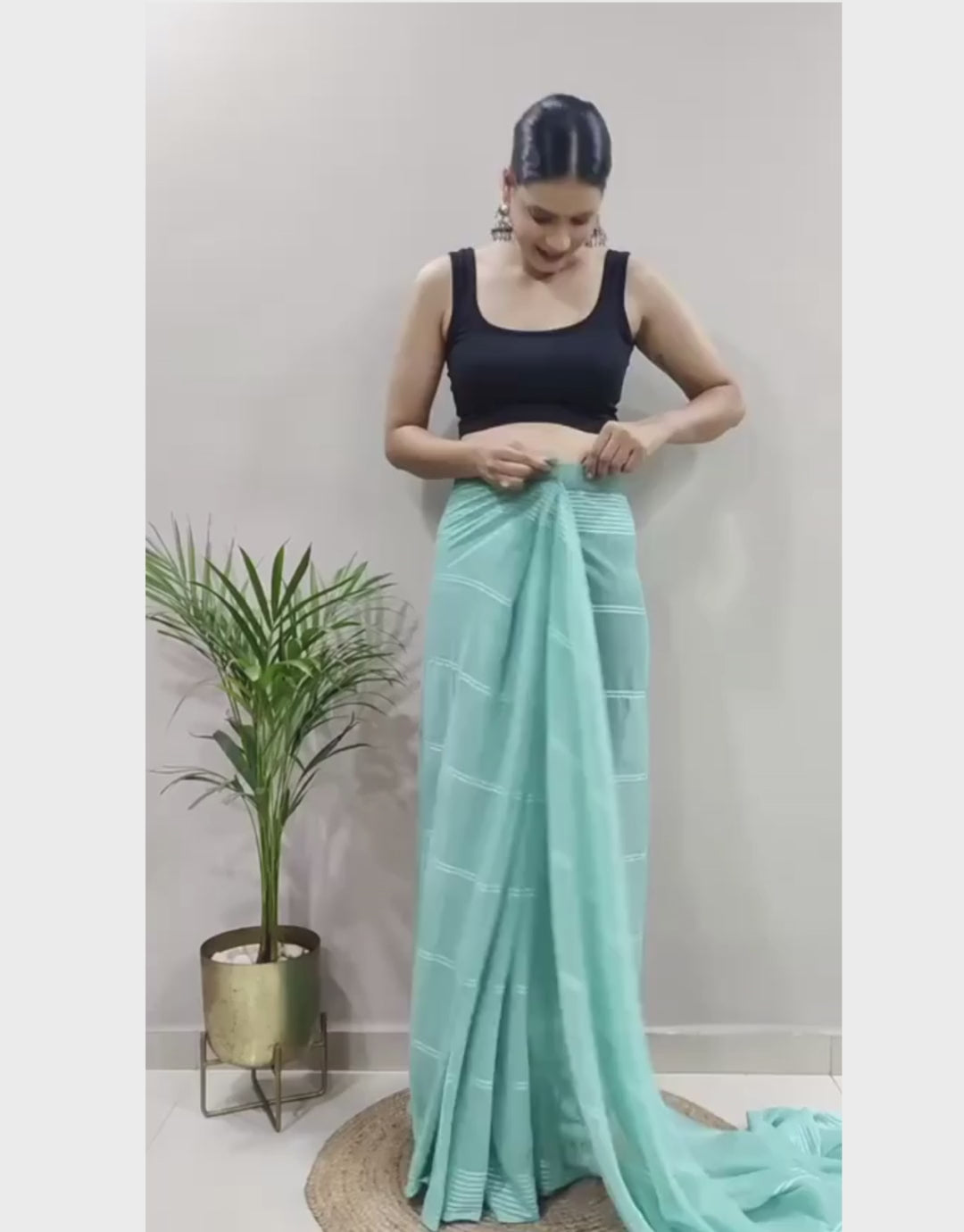 Yamini Blue Hosta Ready To Wear Saree