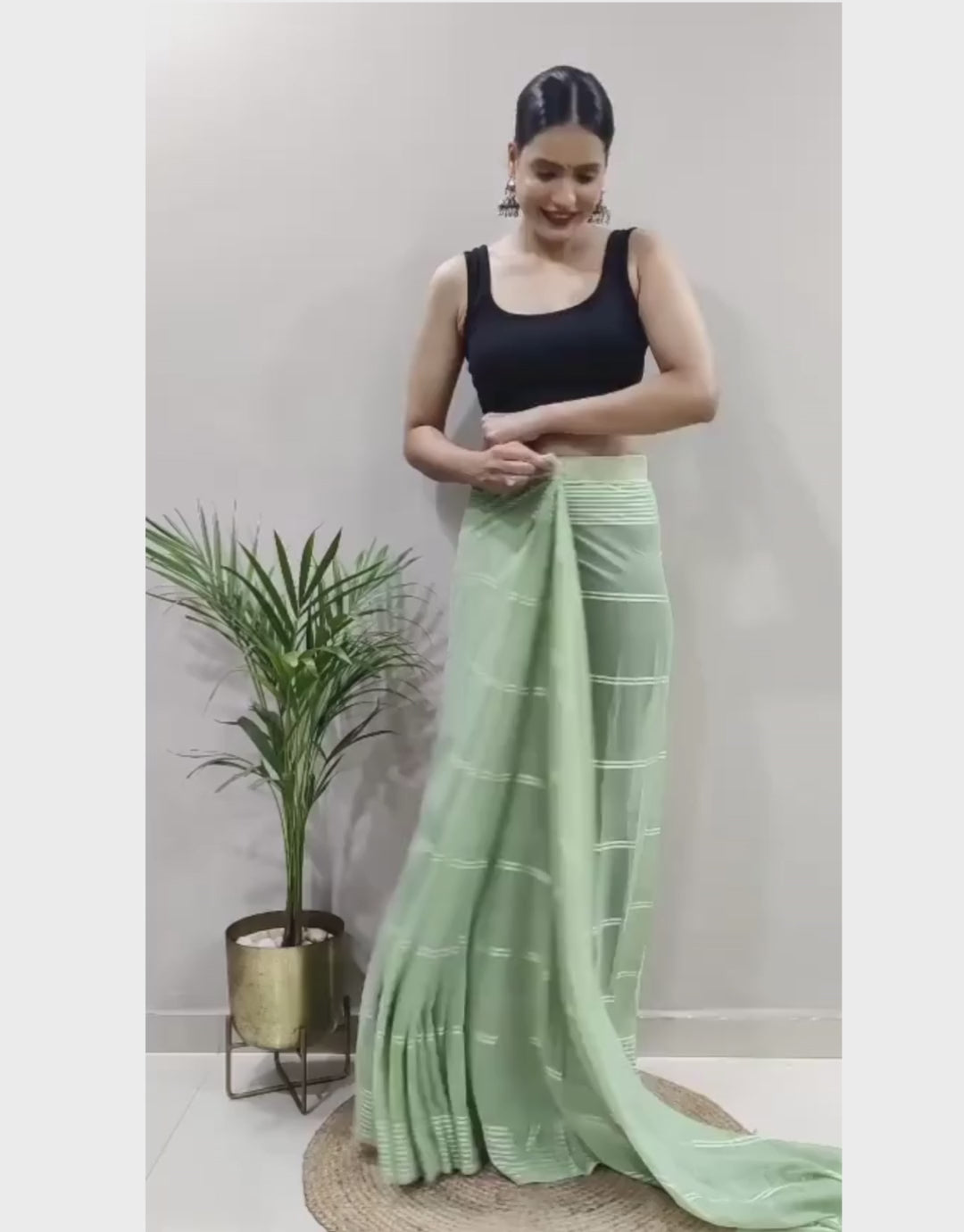 Yamini Greenish Grey Ready To Wear Saree