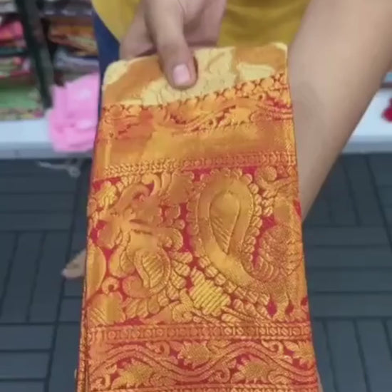 Heena Dirty Orange Kanchipuram Silk Saree