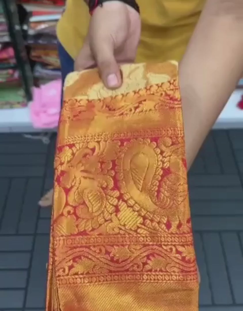 Heena Dirty Orange Kanchipuram Silk Saree