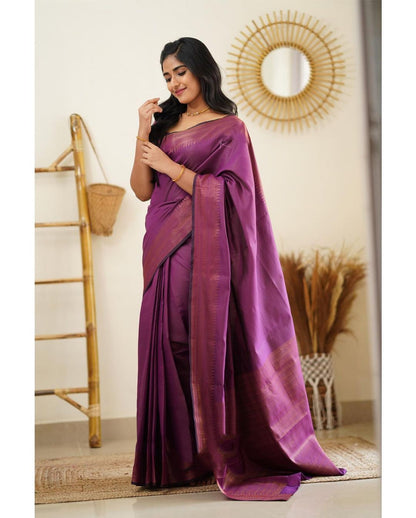 Dipti Purple Soft Silk Saree With Imaginative Blouse Piece Attached