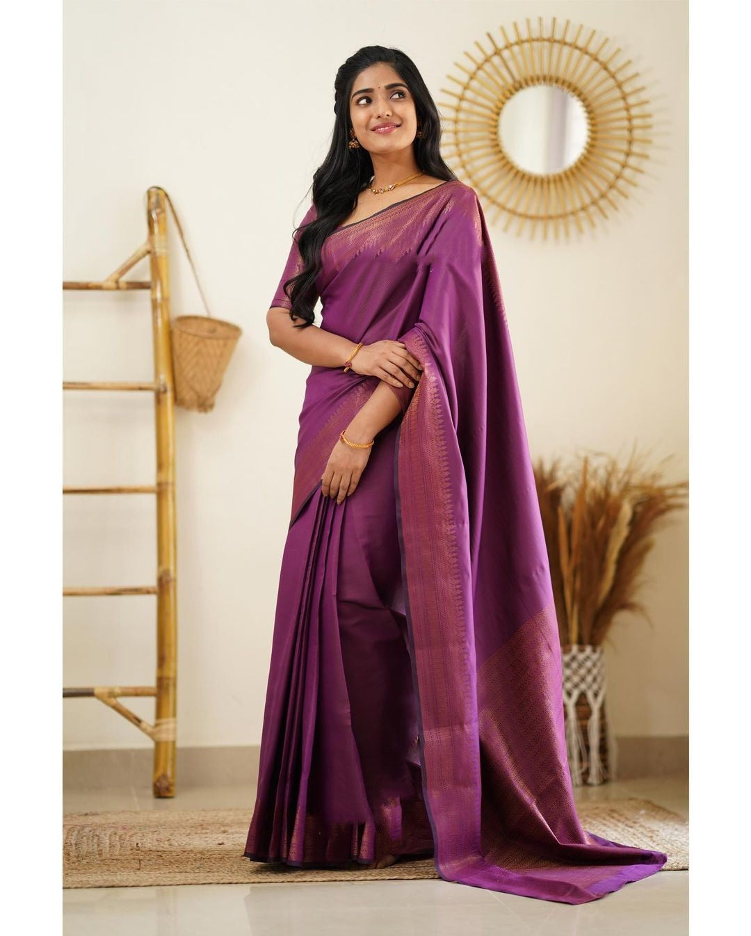 Dipti Purple Soft Silk Saree With Imaginative Blouse Piece Attached