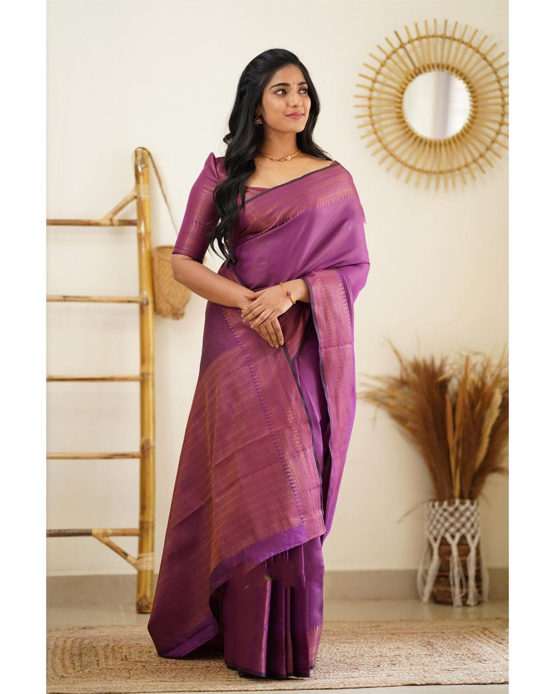 Dipti Purple Soft Silk Saree With Imaginative Blouse Piece Attached