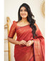 Dipti Reddish Soft Silk Saree With Imaginative Blouse Piece Attached