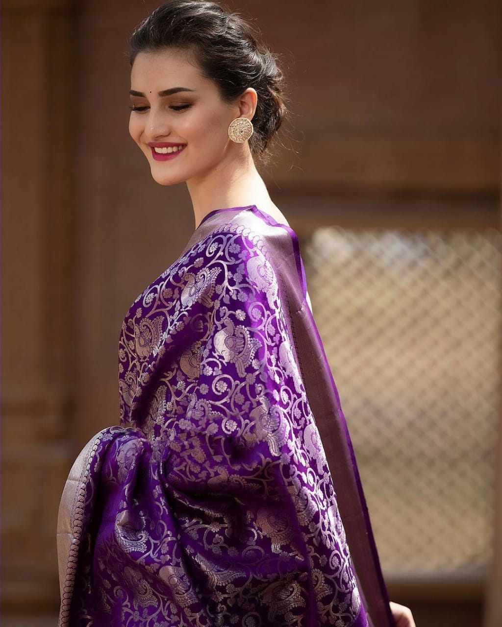 Reeva Purple Soft Banarasi Silk Saree With lovely Blouse Piece