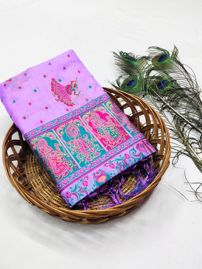 Sumati - Lavender Kashmiri Modal Silk Saree with Zari Weaving