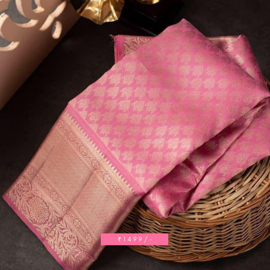 Punchy Kanchipuram Soft silk sari With Suitable Attached Blouse