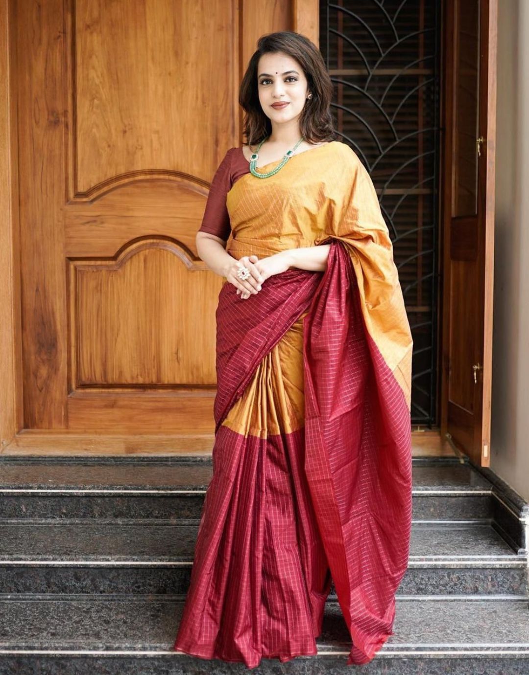 Surya Yellow-Red Soft Silk Saree