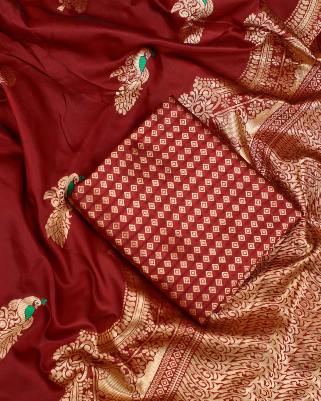  Maroon Kalpna Stylish New Saree With Attached Blouse