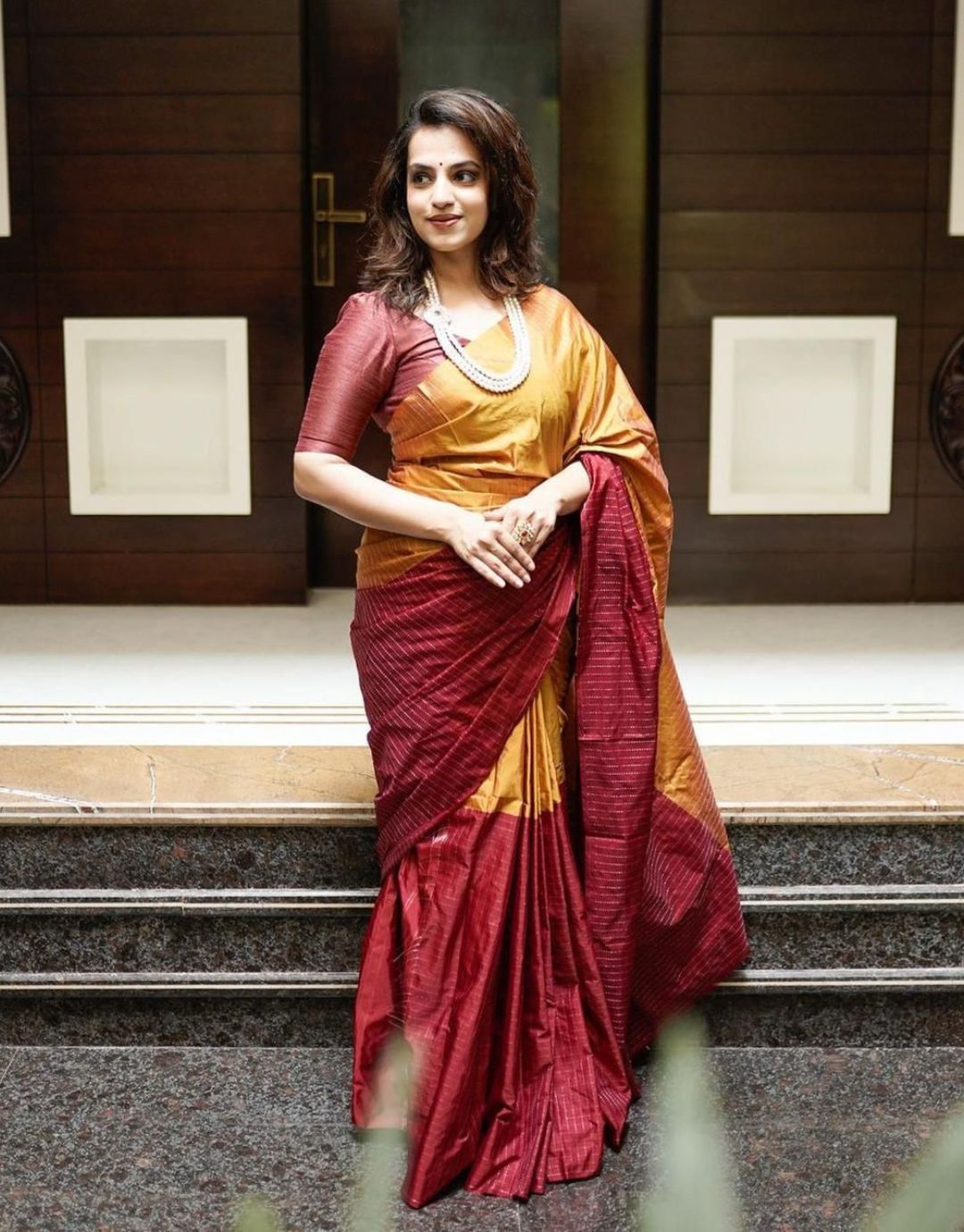 Surya Yellow-Red Soft Silk Saree