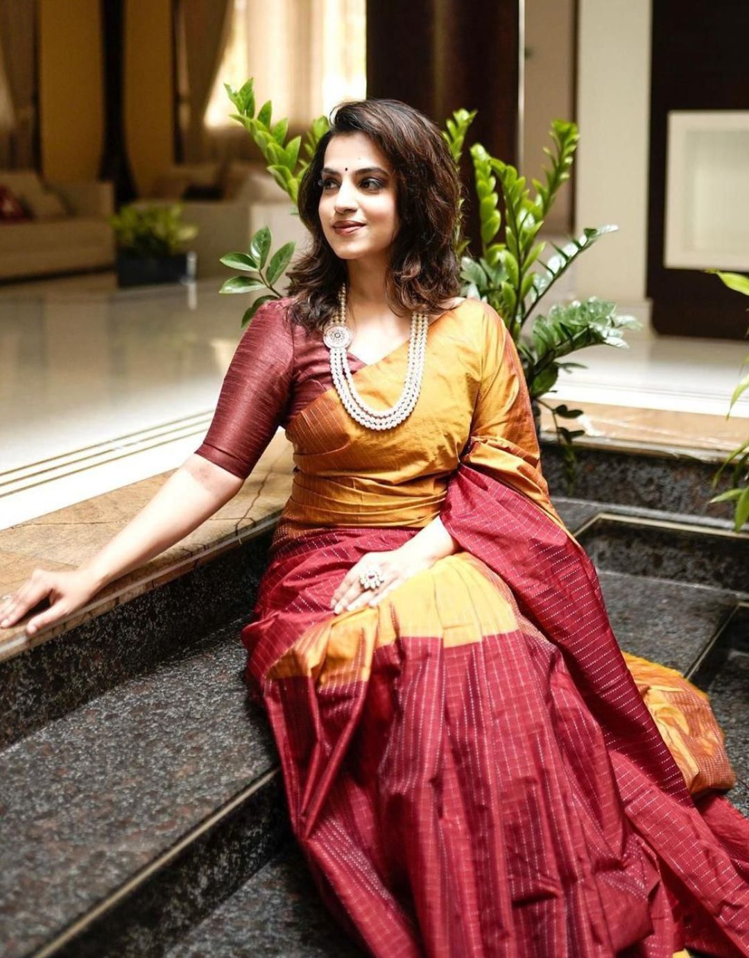 Surya Yellow-Red Soft Silk Saree