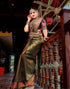 MAYA GREEN TRADITIONAL KANCHI SOFT SILK SARI WITH ATTACHED BLOUSE