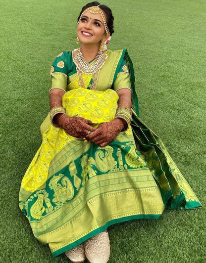 Geeta Yellow Kanchipuram Saree 