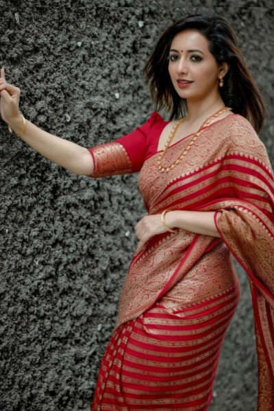 Liza Red Banarasi Silk Saree