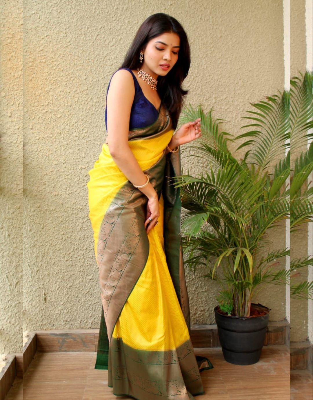 PINEAPPLE YELLOW BANARASI SOFT SILK SAREE