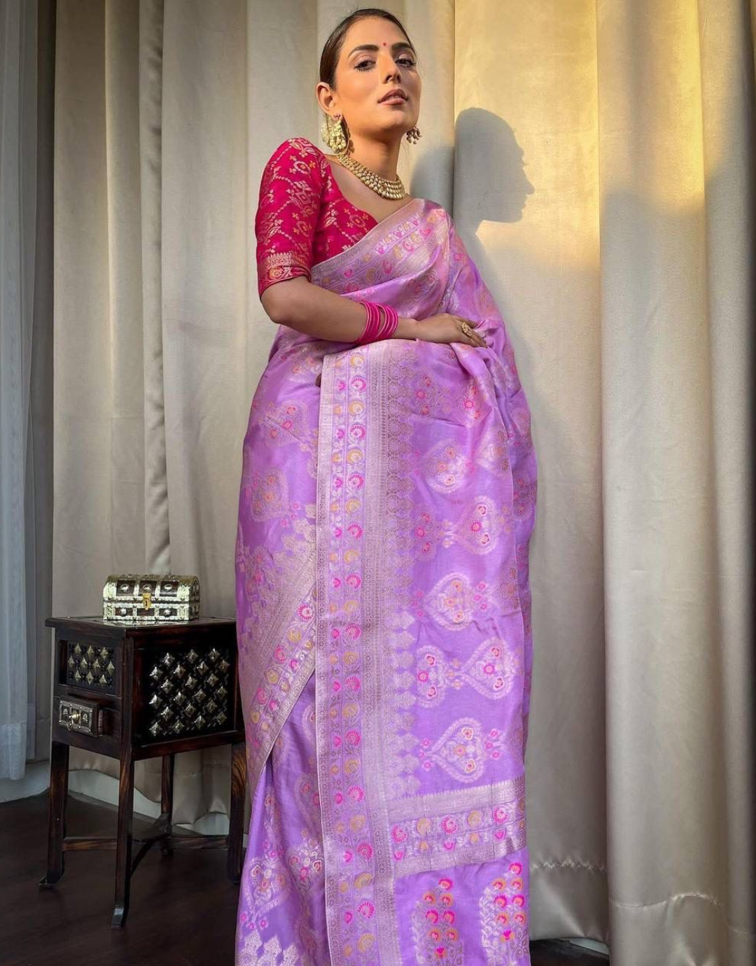 Tisha Light Purple Banarasi Saree