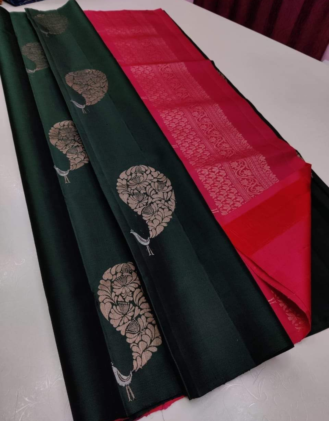 Ankita Green Lichi Silk Saree