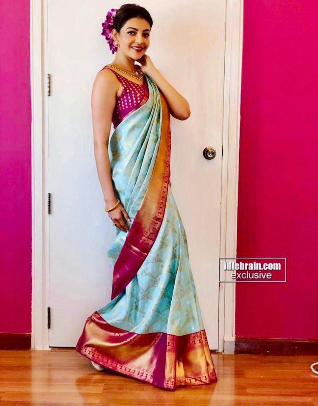 AMI SKYBLUE KANCHIPURAM SOFT SILK SAREE