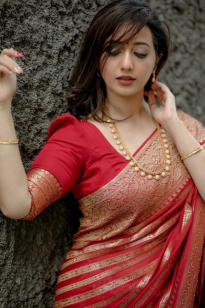 Liza Red Banarasi Silk Saree