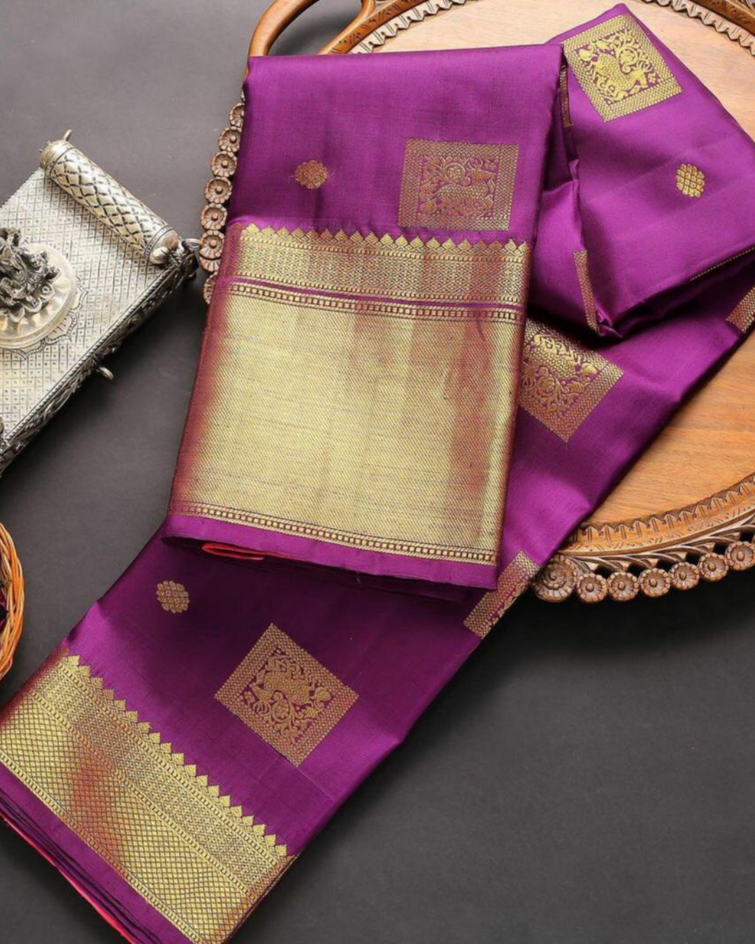 Wine Box Soft Silk Saree With Attached Blouse