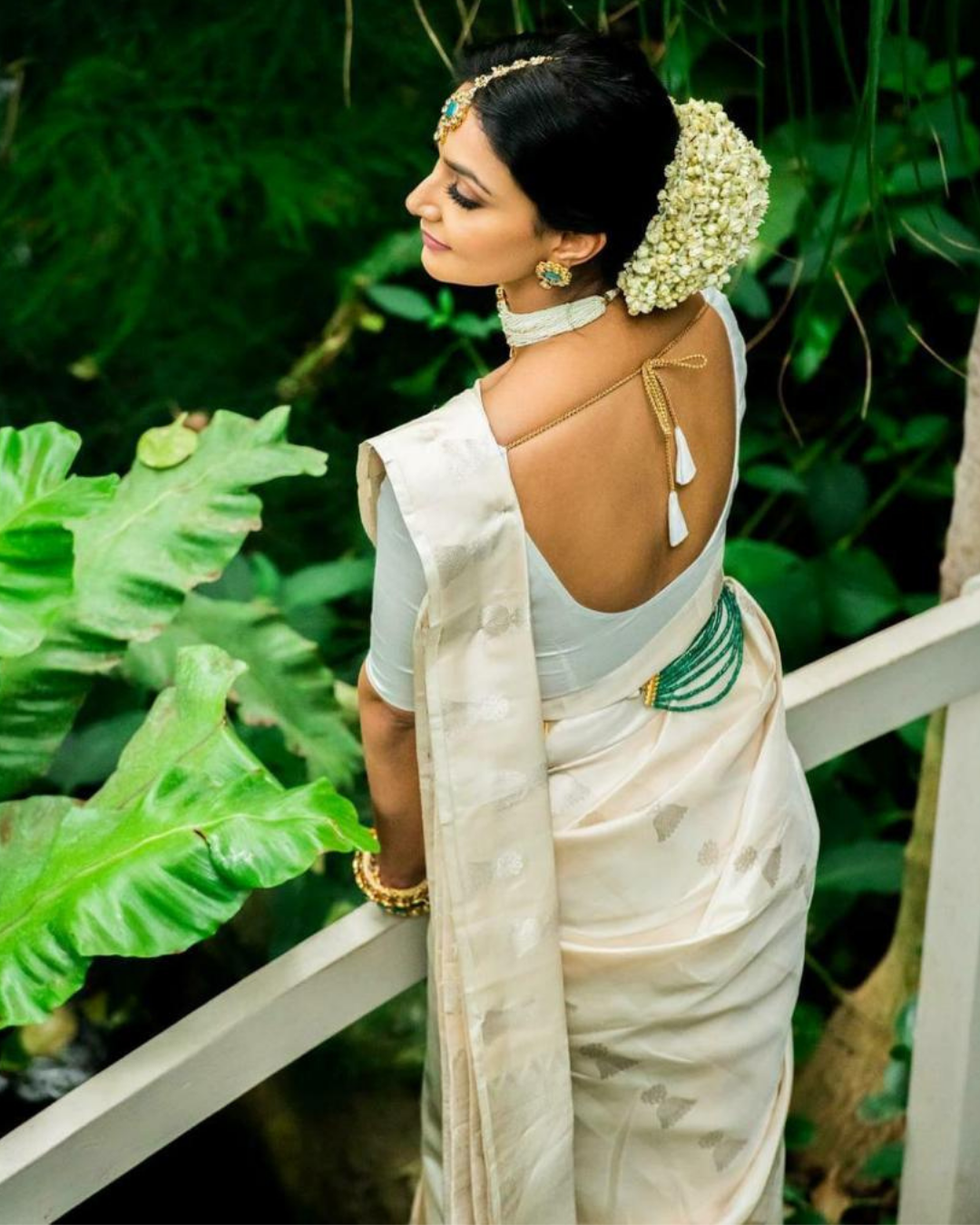 Mili White Kanchi Soft Silk Saree With Attached Blouse 