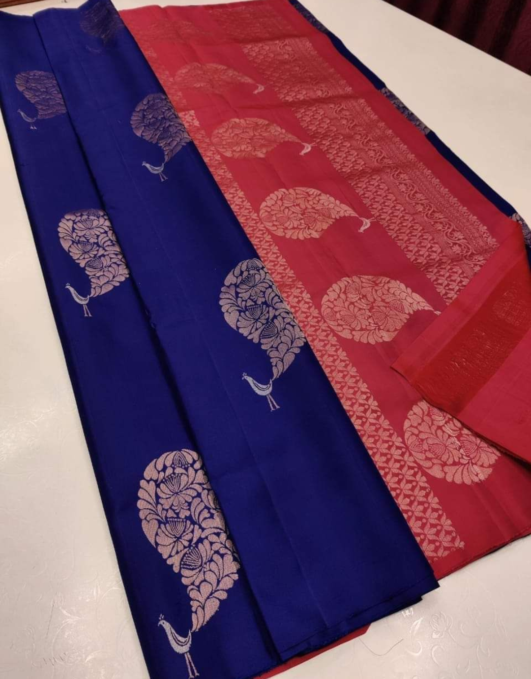 Ankita Royal Blue Lichi Silk Saree