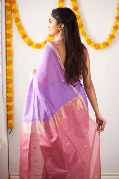 Freya Periwinkle Lavender Cotton Silk Saree