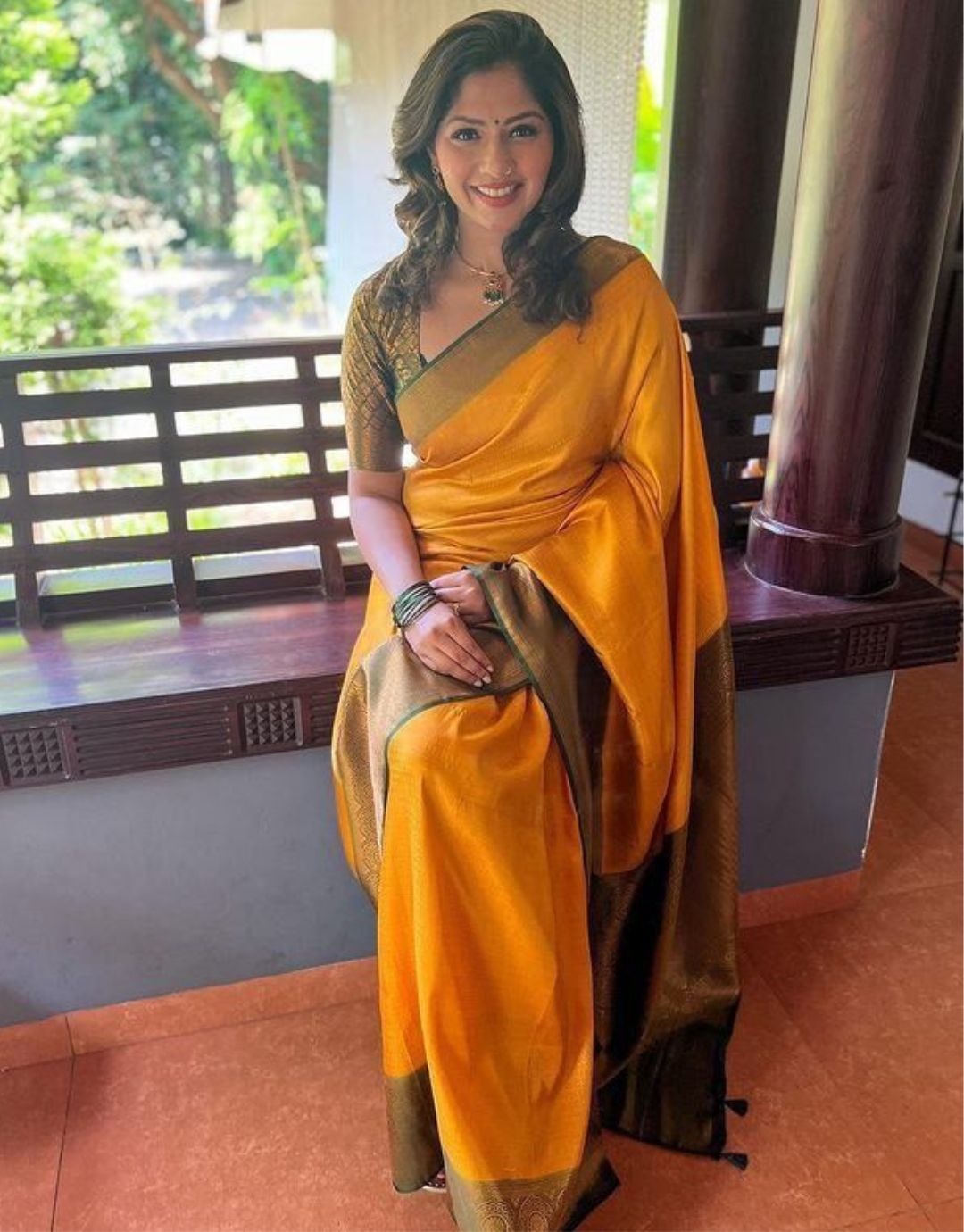 ANNU YELLOW TRADITIONAL SOFT SILK SAREE WITH ATTACHED BLOUSE