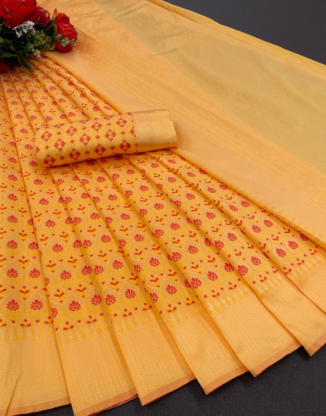 NIRU TRADITIONAL KANCHI SOFT SILK SARI WITH ATTACHED BLOUSE