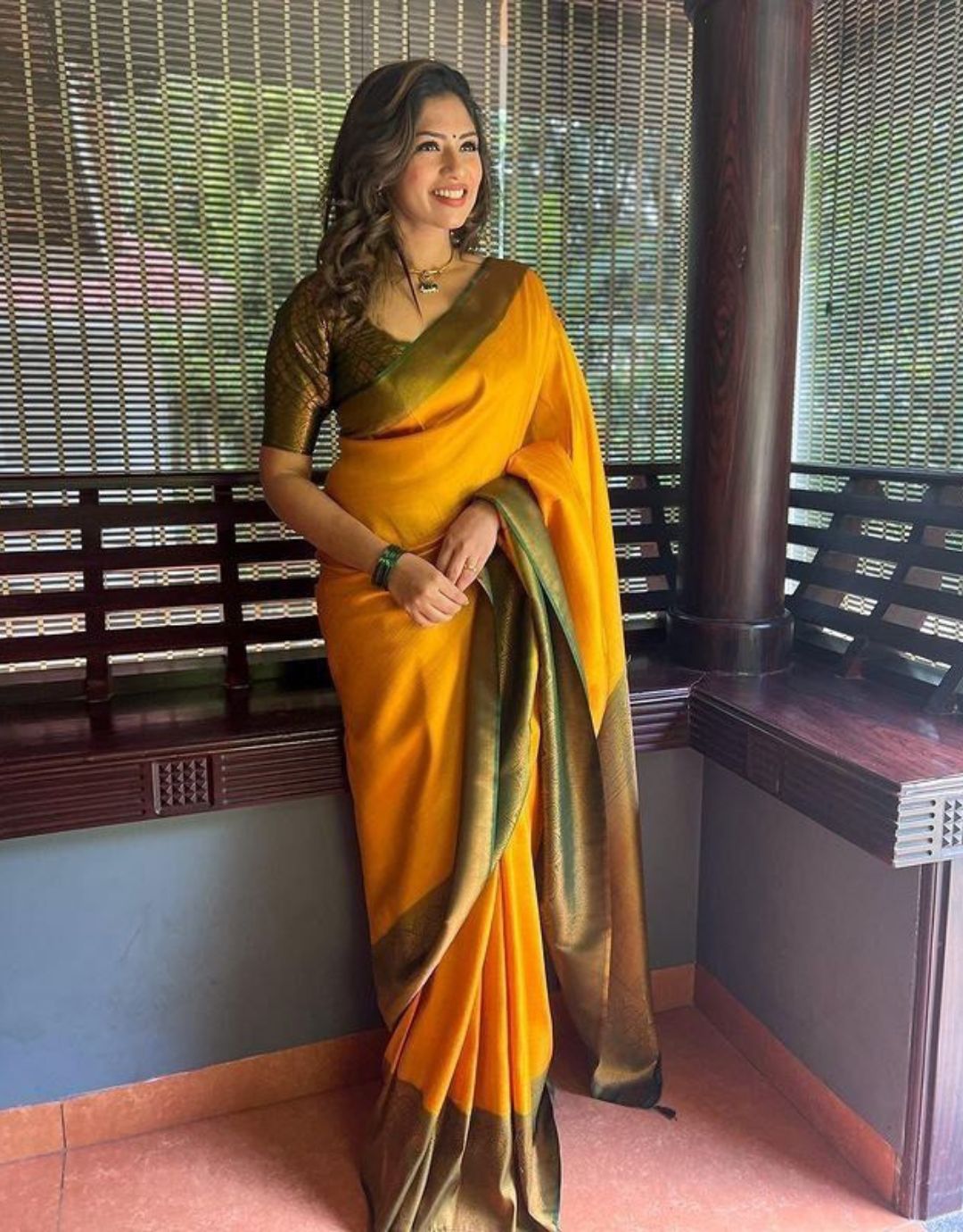 ANNU YELLOW TRADITIONAL SOFT SILK SAREE WITH ATTACHED BLOUSE