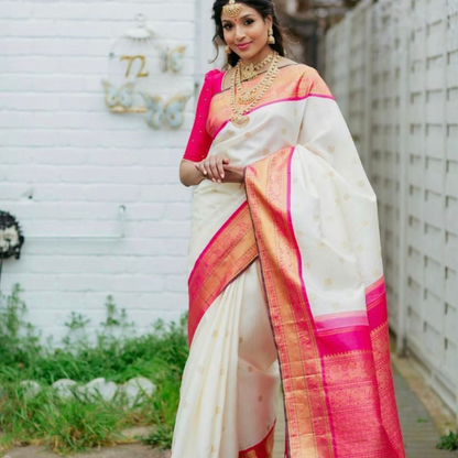 Neeva Archaic Traditional kanchi Soft Silk Sari With Attached Blouse