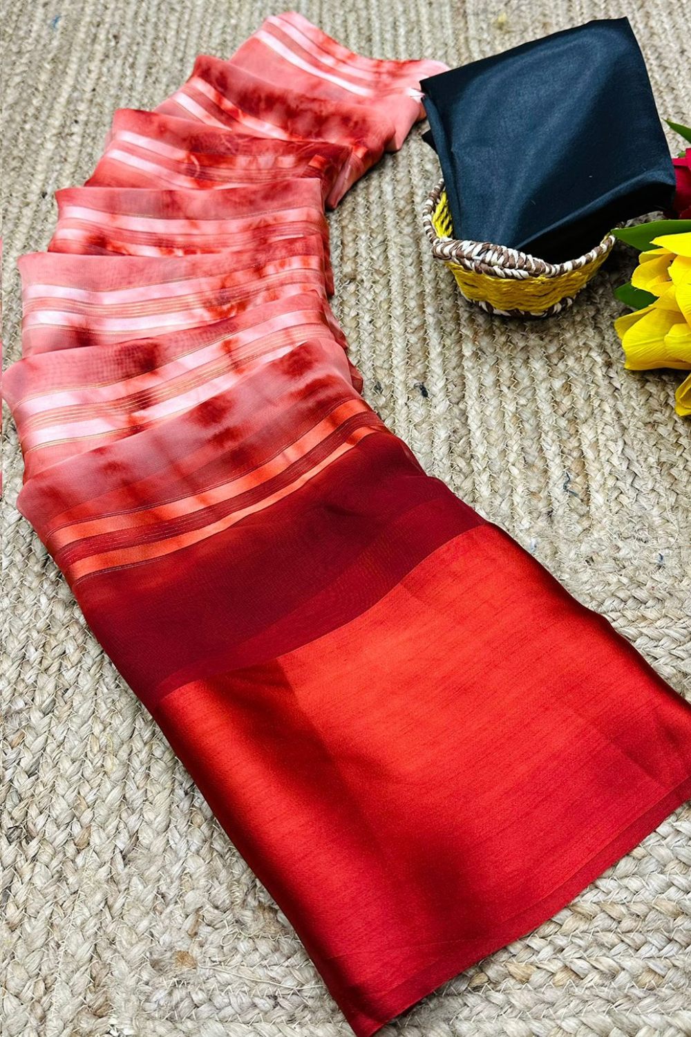 Digisha Red Georgette Silk Saree