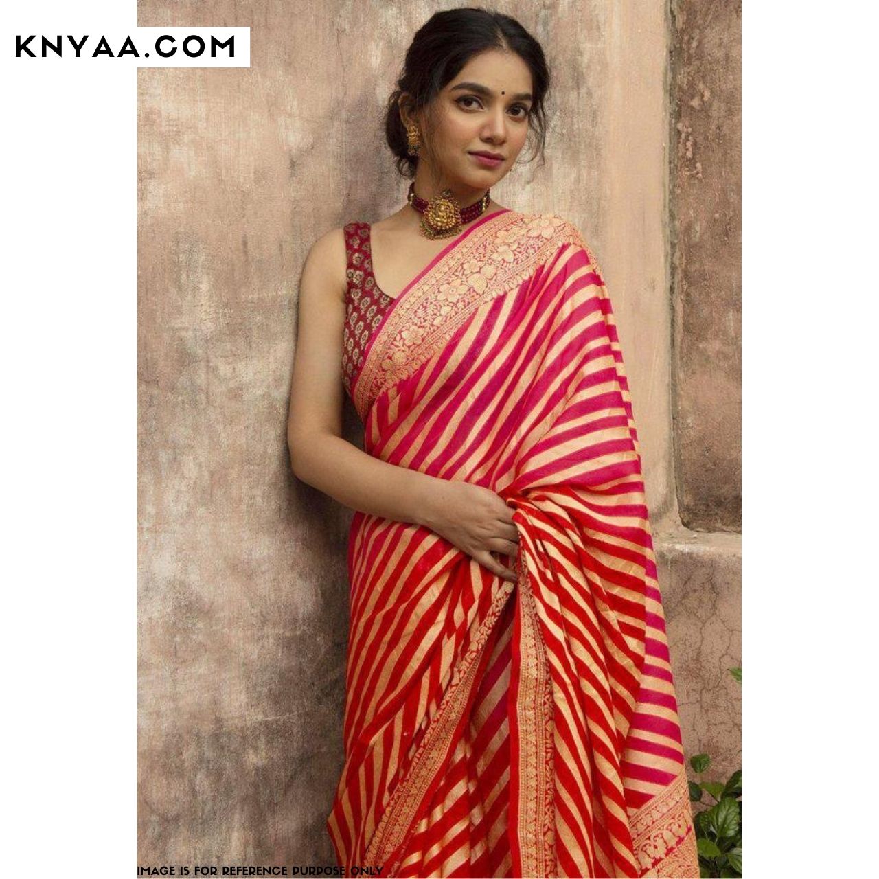 RED-LENIAR Pure soft  Soft Silk Sari With Attached Blouse