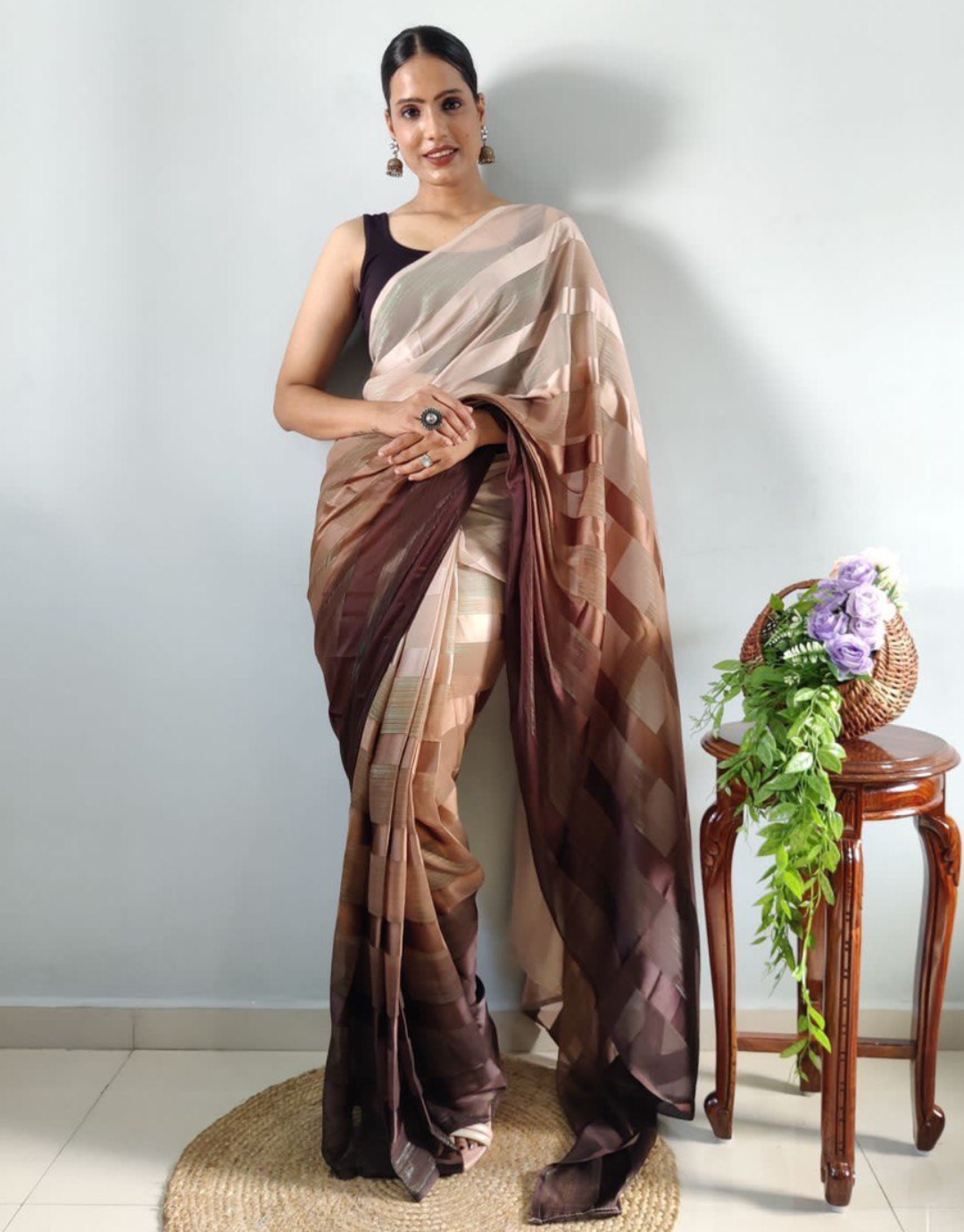 Nidhi Brown Ready To Wear Saree