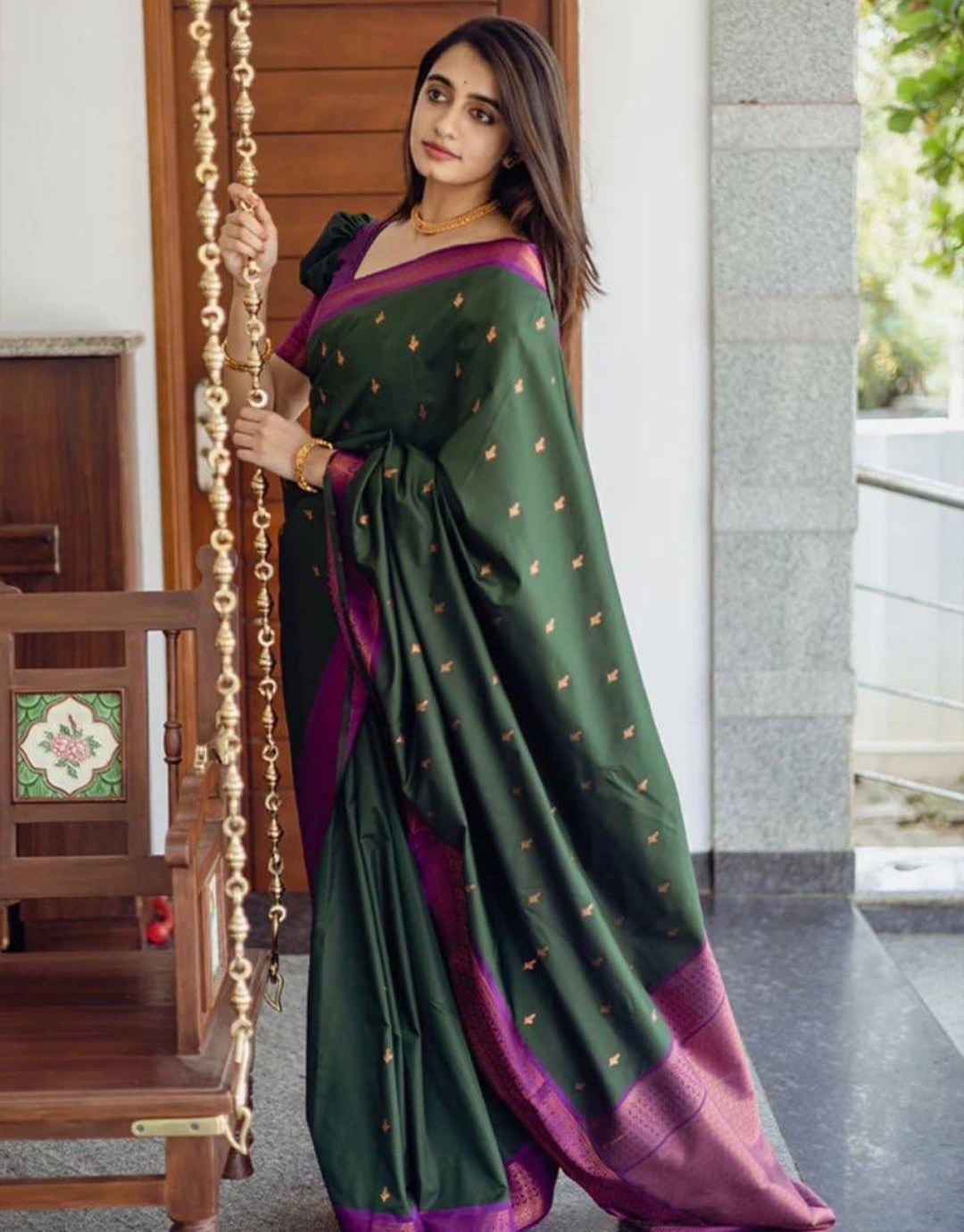 Shivangi Dark Green Soft Silk Saree