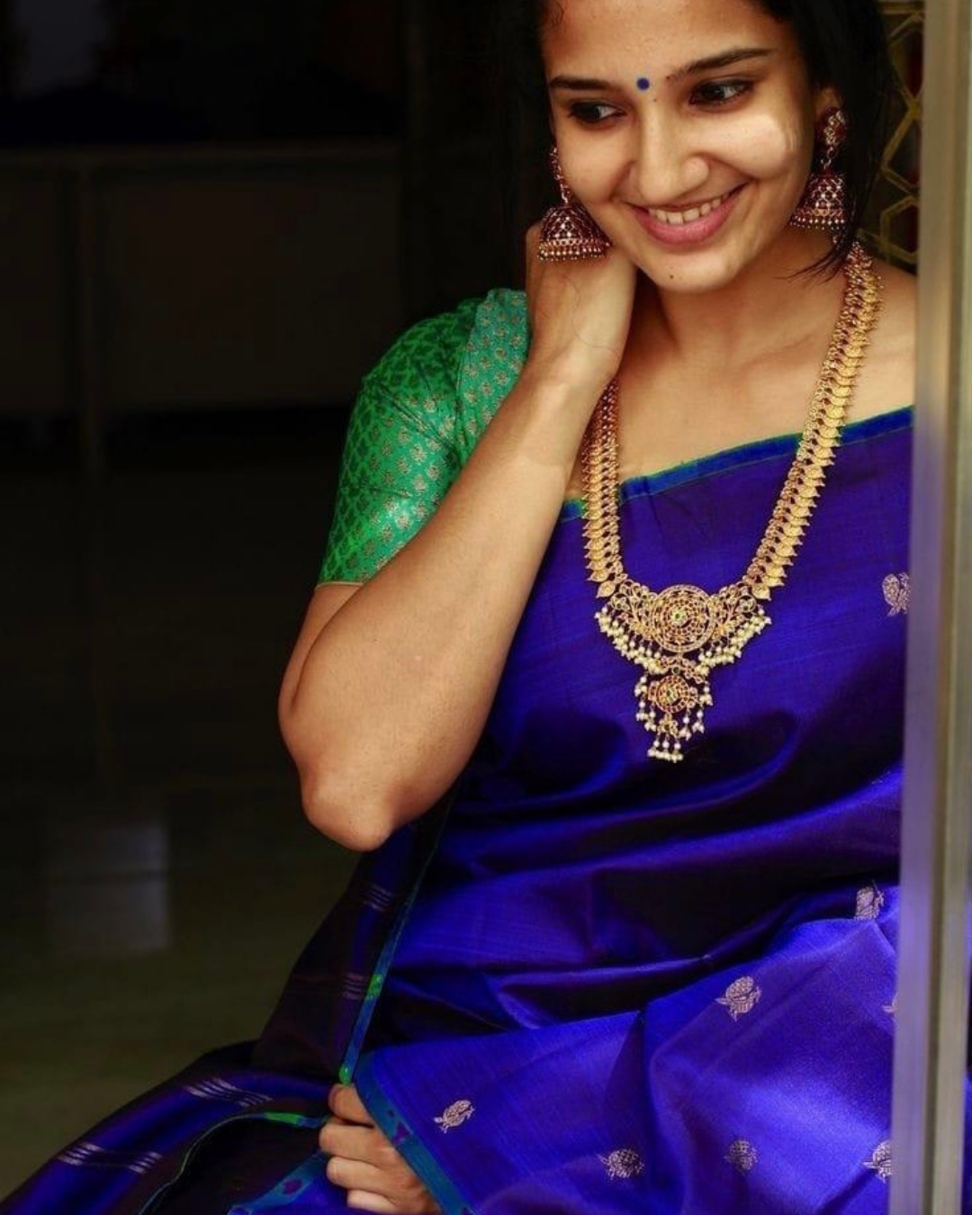 Keshvi Blue Kanchi Soft Silk Saree With Attached Blouse 