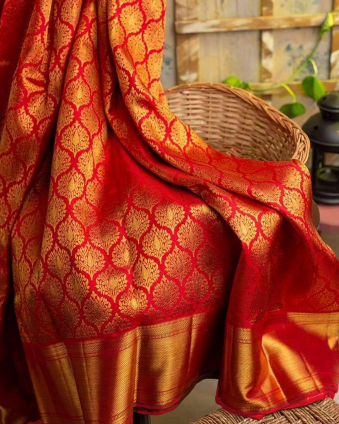 Ahana Red Kanchi Soft Silk Saree With Attached Blouse 