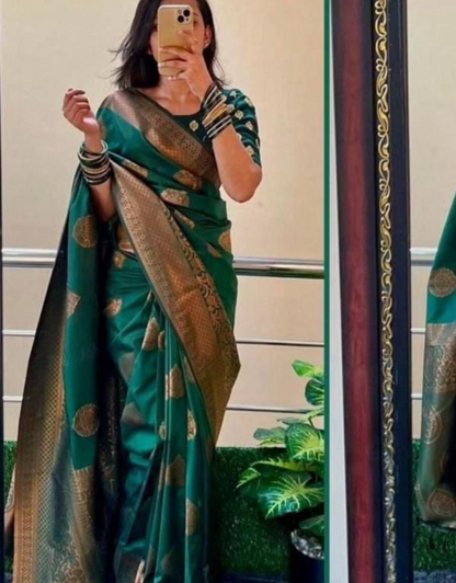 Kavya Dark Green Coloured Soft Silk Saree