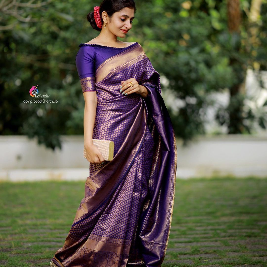 ALVIRA KANCHIPURAM ARCHAIC TRADITIONAL KANCHI SOFT SILK SARI WITH ATTACHED BLOUSE