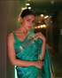 BEAUTIFUL FIROZI KANCHI SOFT SILK SAREE WITH ATTACHED BLOUSE