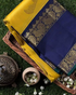 Classical Rakhi Yellow-Blue saree