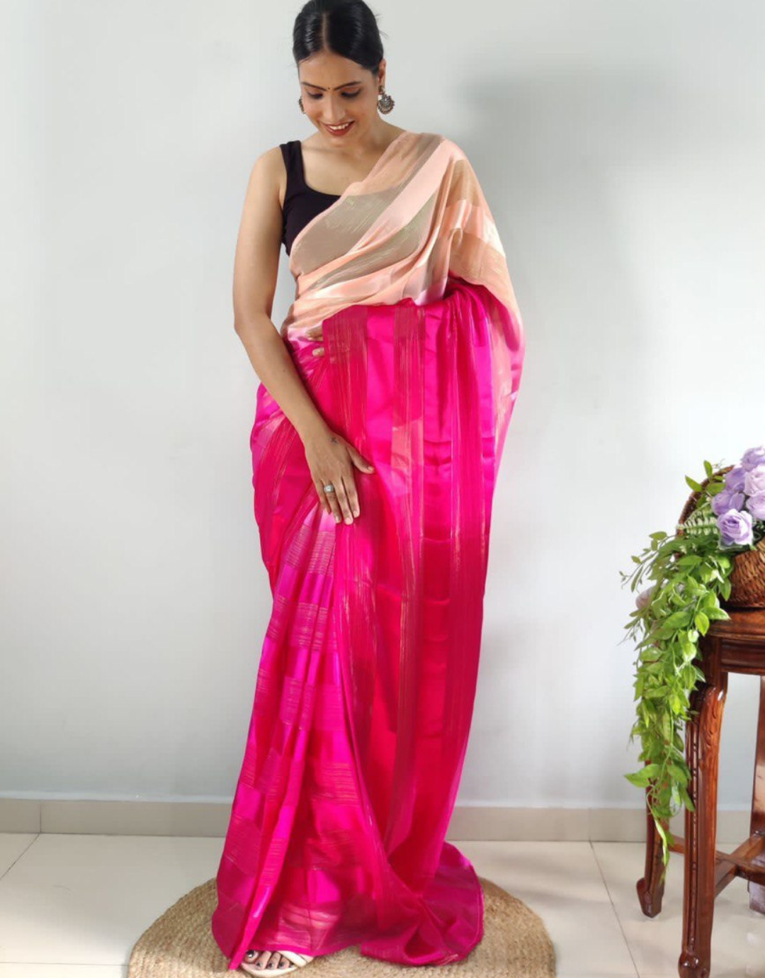 Nidhi Pink Ready To Wear Saree