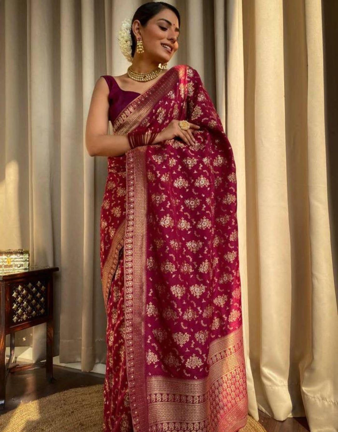 Pooja Red Banarasi Saree