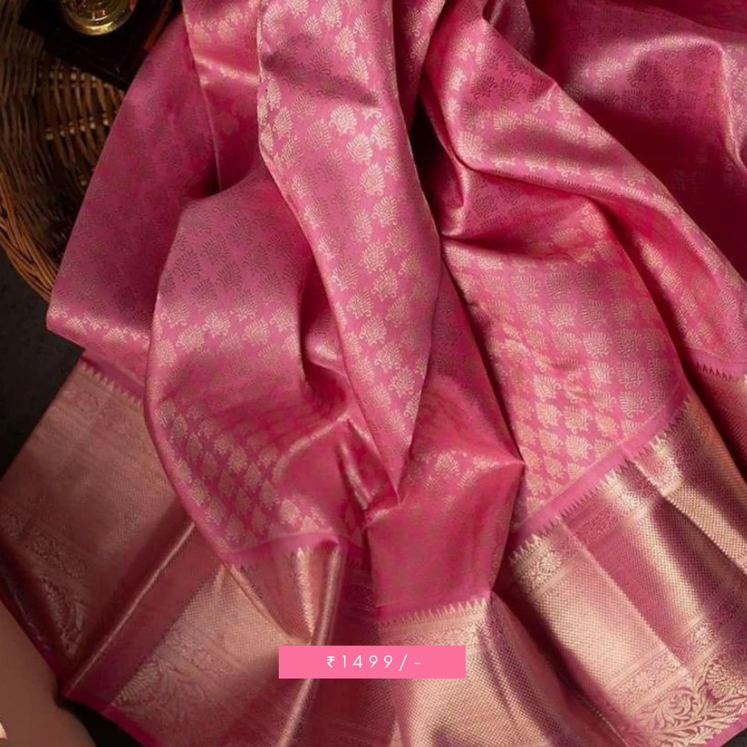 Punchy Kanchipuram Soft silk sari With Suitable Attached Blouse