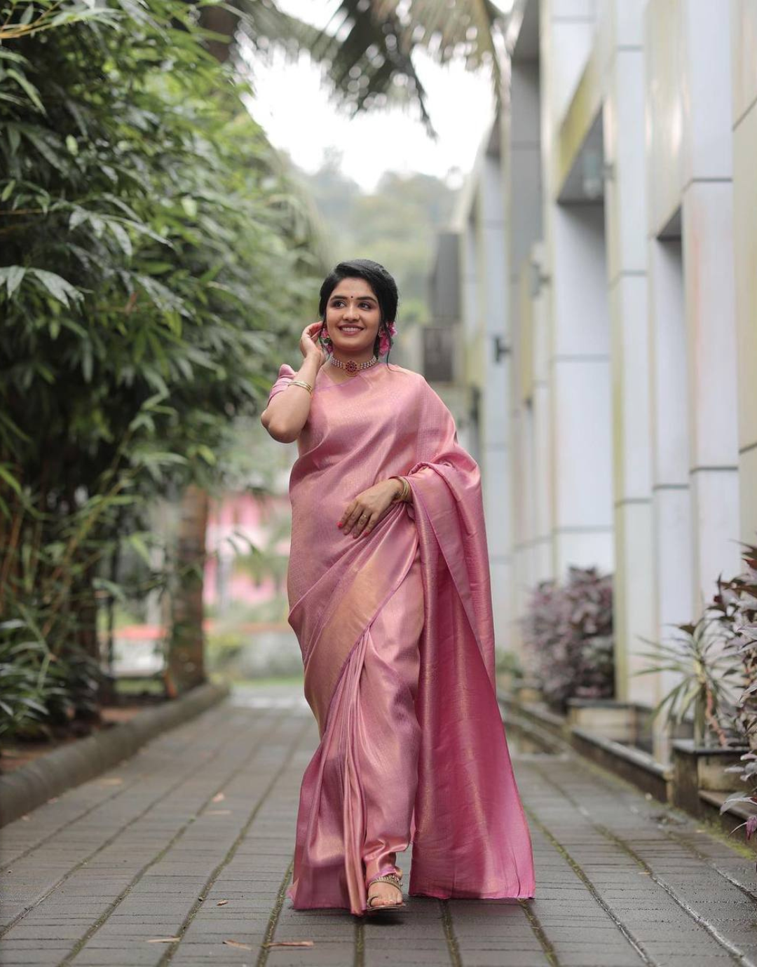 Tuffy Pink Kanchipuram  Silk Saree