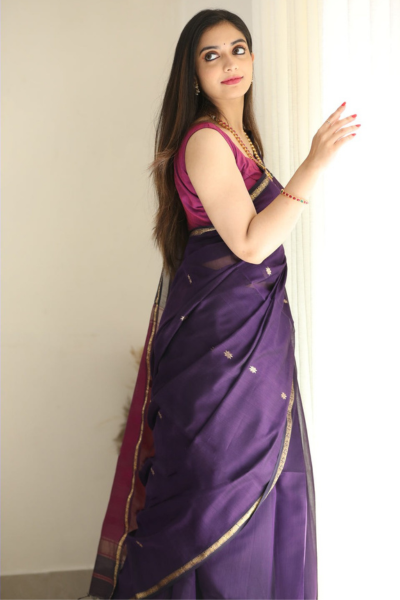 Stuti Purple-Pink Cotton Silk Saree