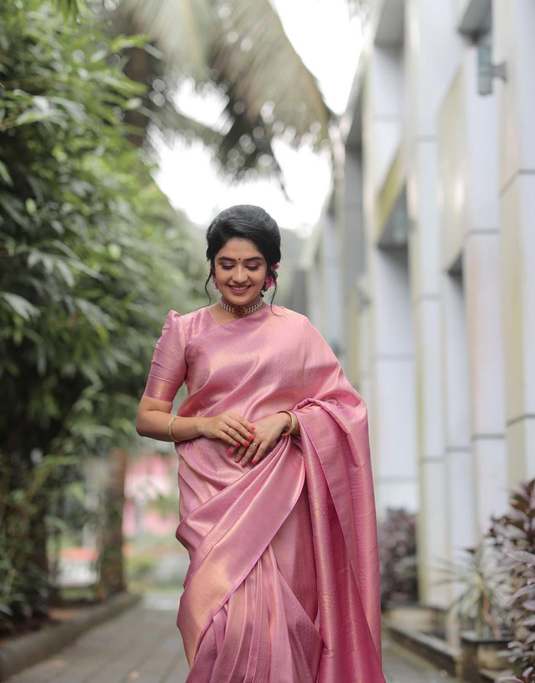 Tuffy Pink Kanchipuram  Silk Saree