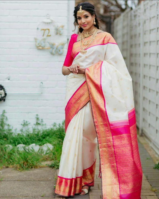 Aesha Archaic Traditional Kanchi Soft Silk Saree With Attached Blouse 